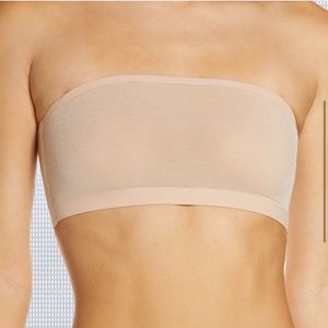 SKIMS Powermesh Sheer Bandeau Bra Nude Clay Strapless Medium